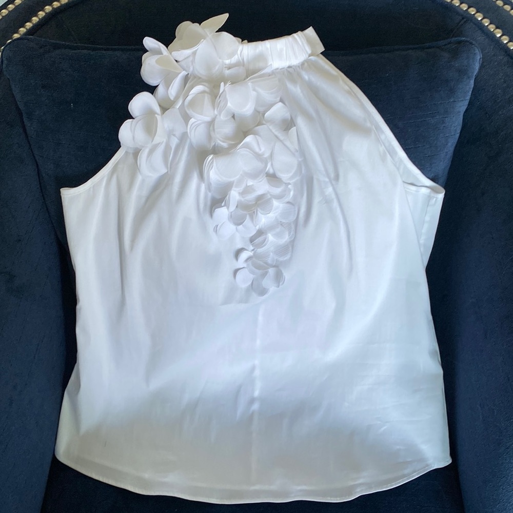 White House Black Market White Cotton Sleeveless Blouse